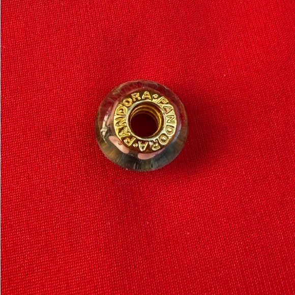 Solid 14K Yellow Gold PANDORA White Mystic Murano Glass Charm - Picture 4 of 4